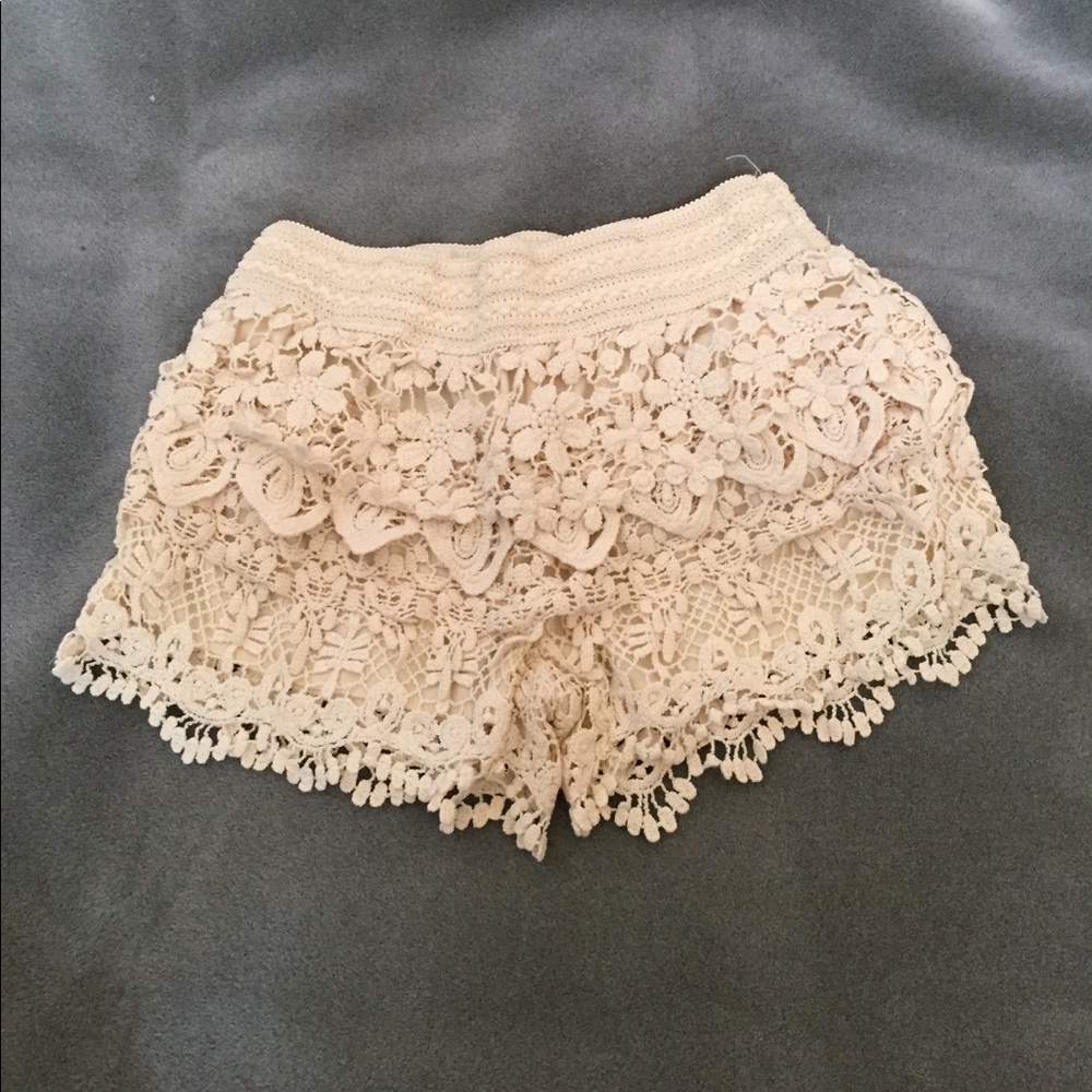 Cream laced shorts